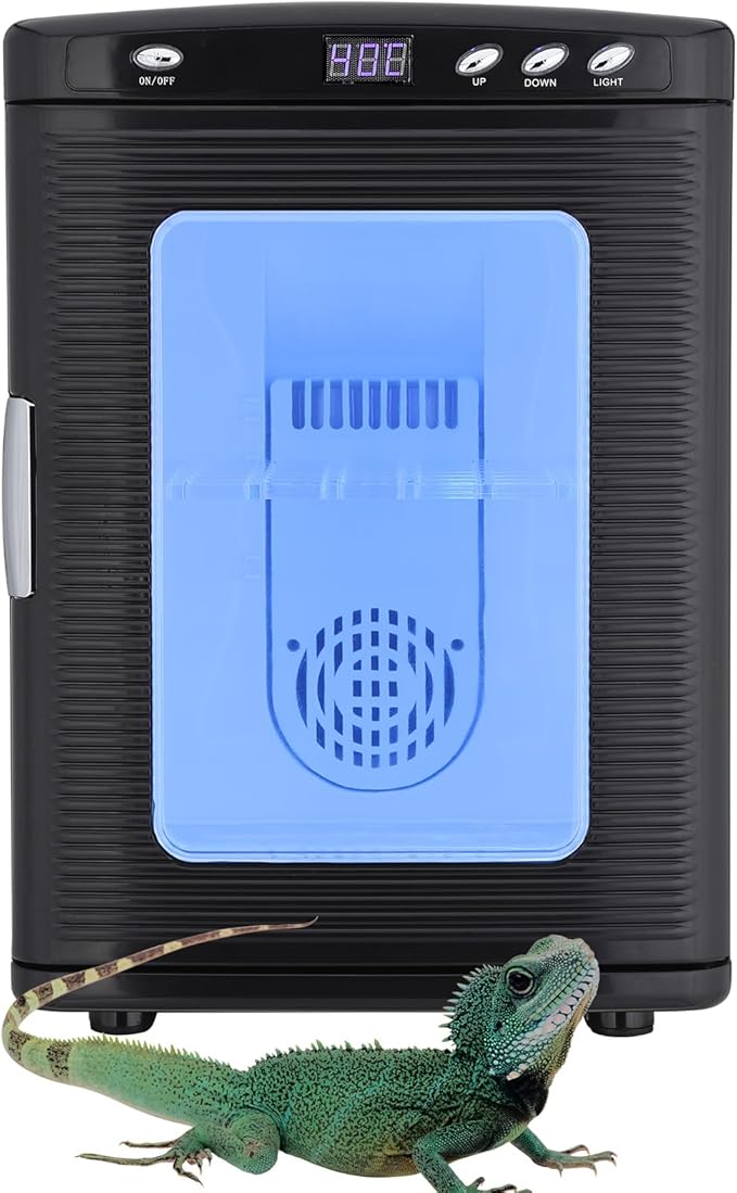 25 L Reptile Egg Incubator, Portable Science Laboratory Incubator, Temperature Controlled 10°C-60°C, Reptile Incubator with Handle, Reptile Incubators for Hatching Eggs, Black