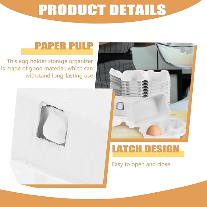 Paper Egg Cartons 2 Count 3x4 Paper Pulp Egg Cartons, Reusable No Breakage for Refrigerator Farm Market Travel 50pcs Box Blank 2 Pack Box Protective ..