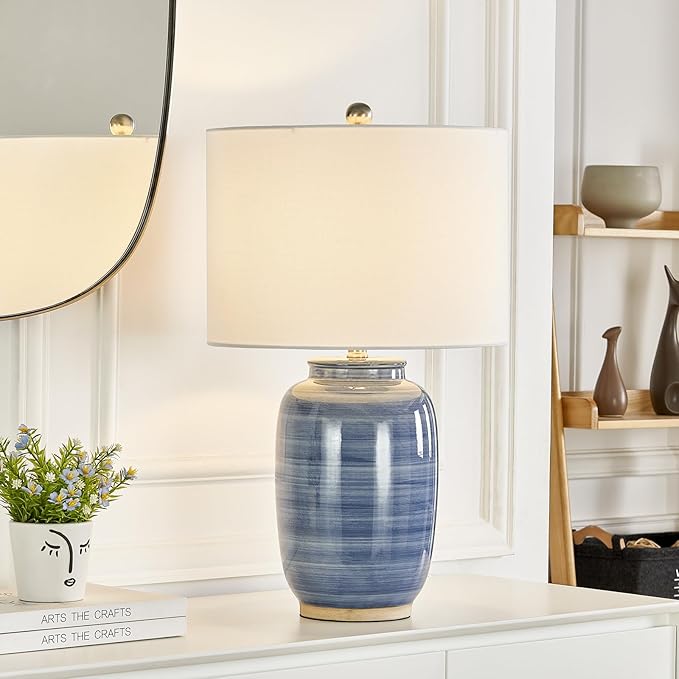 Maxax 25" Blue Table Lamp for Living Room, Modern Ceramic Lamp