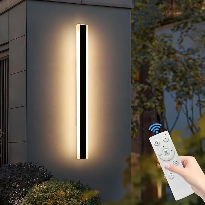 59inch Outdoor Wall Sconces Dimmable 3 Color 3000K/4500K/6000K, Modern Wall