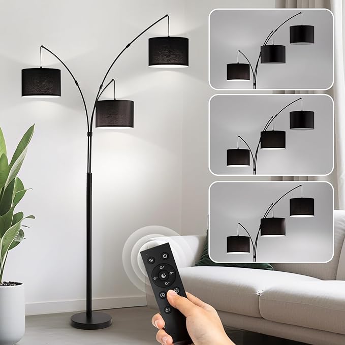 Floor lamp with Remote, 3 Light Arc Floor Lamps