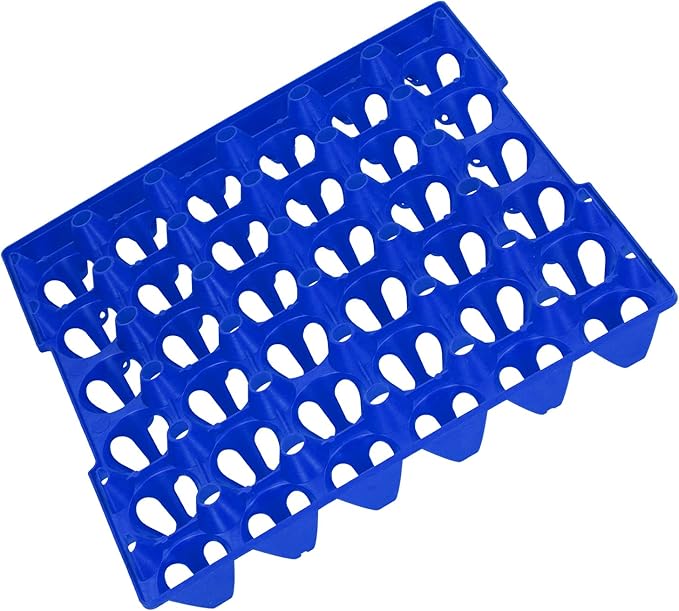 30 Cell Plastic Egg Flats, 5PCS Egg Crates Holder Tray for Storage and Transportation, Durable Reusable Design - Stackable, Space Saving, Ideal for Home and Farm Use (Blue)