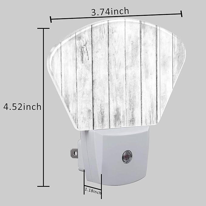 White Wooden Texture Night Light, Old Wood Grain Nightlight Plug into Wall