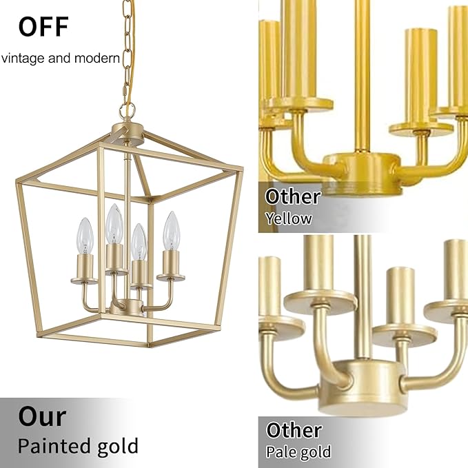 Industrial 4 Lights Chandelier, Dining Room, UL Listed