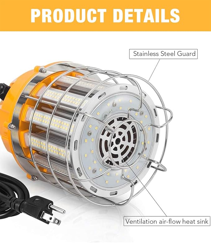 LED Temporary Work Light 100W LED Construction Lights 12, 000lm 5000K Daylight