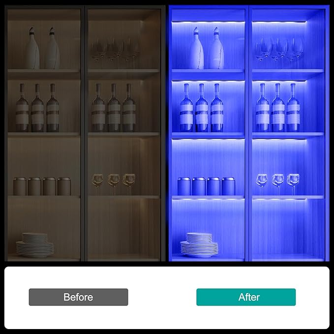 JUSJUBR RGB Shelf Lights, App & Remote Control, Mood Lighting