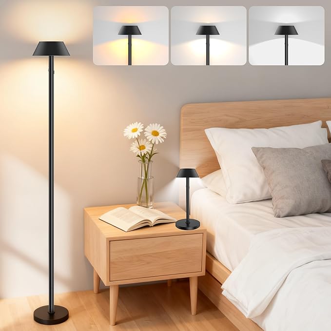 Portable Cordless Floor Lamp | Adjustable Height Reading Lamps Floor Standing |