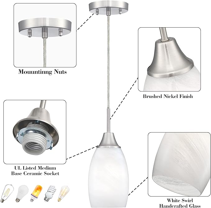 Mini Glass Pendant Light 1-Light