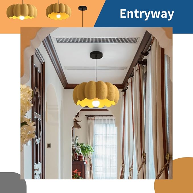 JAYMP Yellow Pumpkin Shape Pendant Light