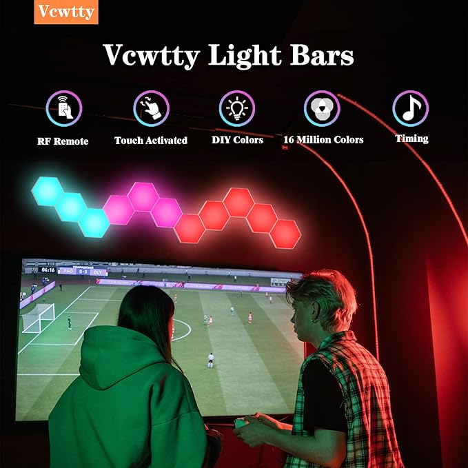 Hexagonal Wall Light Modular Touch Sensitive Lights Creative Geometry Assembly