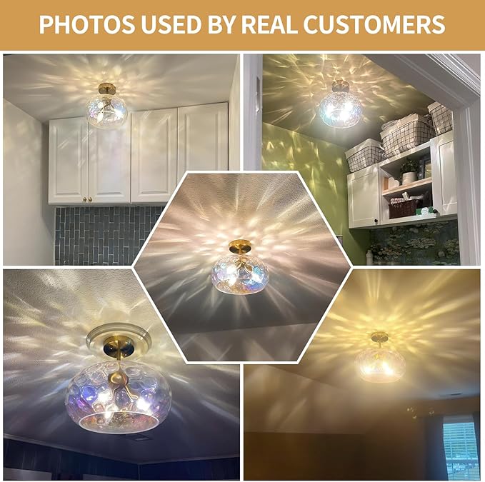 Vintage Glass Flush Mount Ceiling Light