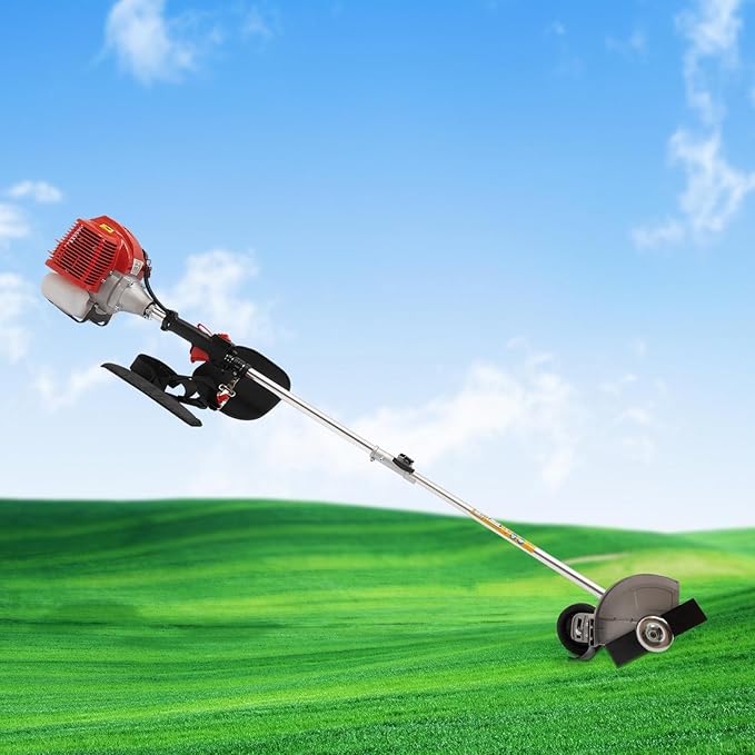 35.88CC 4-Stroke Weed Eater Gas Powered Weed Wacker, 2 Blade Heads Cordless Lawn Edger Gas Weed Trimmer with Shoulder Strap and Goggles Grass, Trimmer Tools for The Garden and Yard