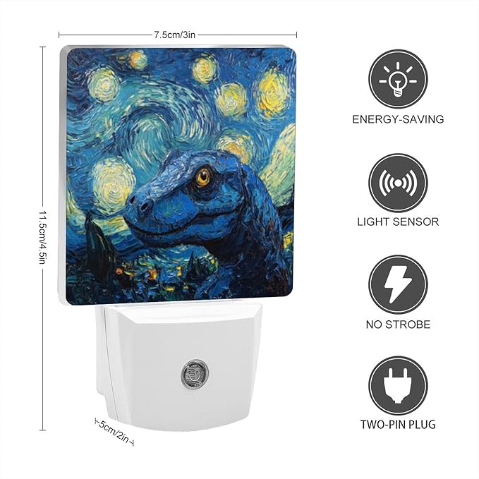 Lights by Night Decorative LED Night Light, Starry Night Funny Dinosaur Night