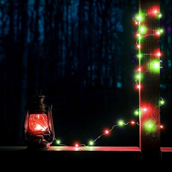 4 Pack Red and Green Christmas String Lights, Each 20FT 60 LED Fairy Lights