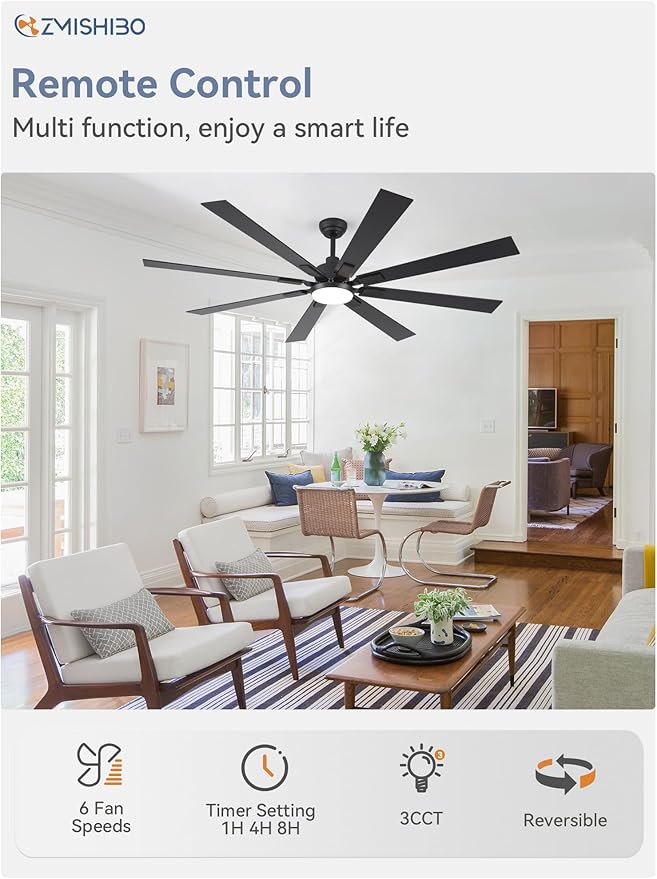 ZMISHIBO 72 inch Large Ceiling Fans
