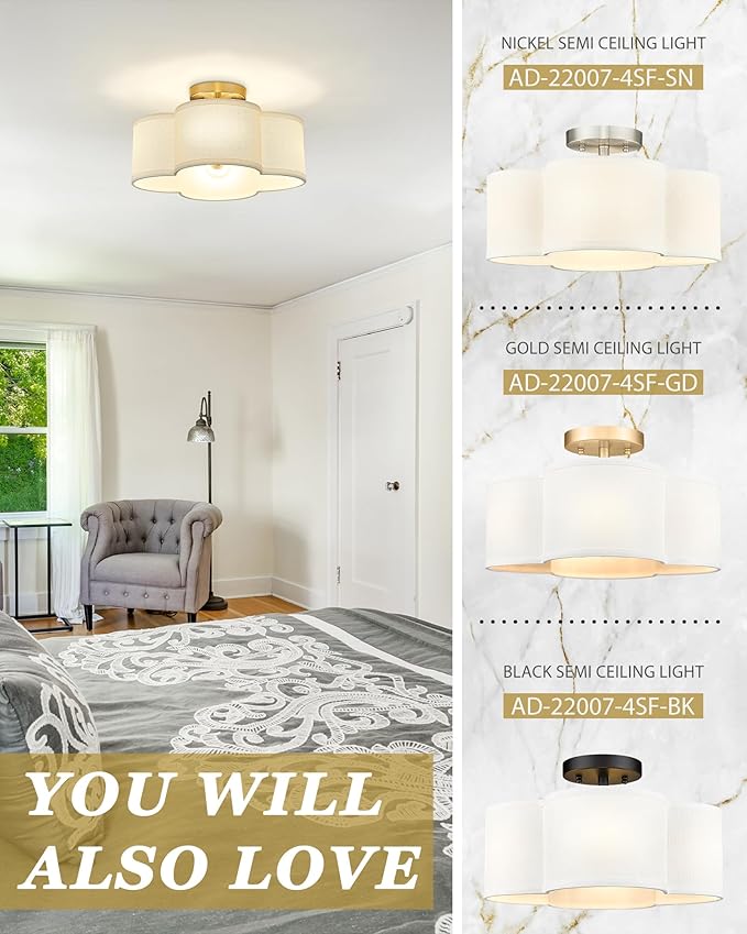 Semi Flush Mount 4-Light 14Inch Ceiling Lights