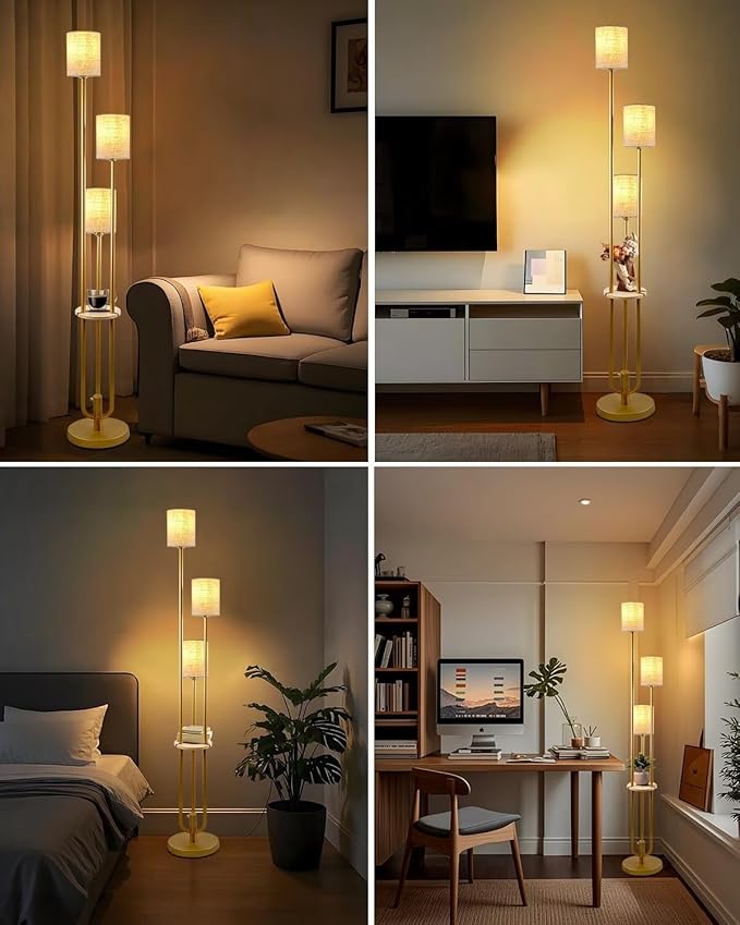 Gold Floor Lamp Dimmable 64IN Tall Standing Lamps