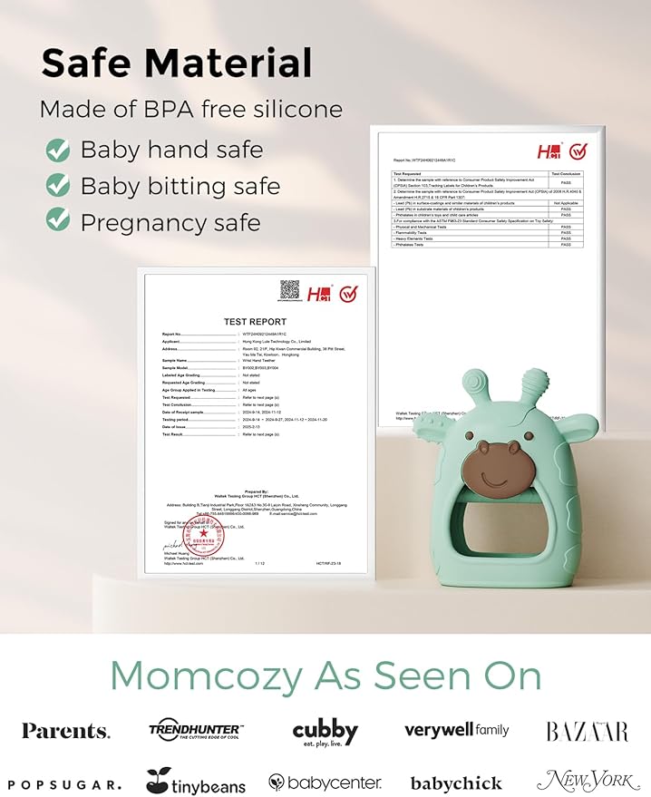 Momcozy Glow Baby Kit, Baby Shower & Registry Essential Kit for Grooming & Cleansing Care, Includes Electric Nail File, Teether, Bath Brush, Cradle Cap Brush,Comb, Finger Toothbrush,Newborn Must-Have