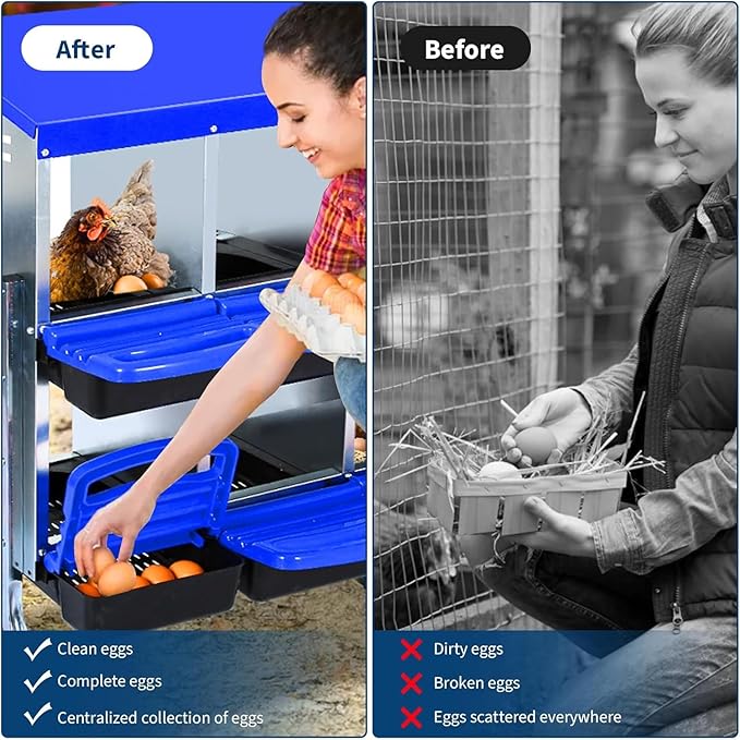 Chicken Nesting Box，10-Hole Nesting Boxes for Chicken Coop with Removable Plastic Egg Tray & Ventilation Holes, Wall Mount/Freestanding Poultry Laying Boxes for Hens, Ducks & Coops