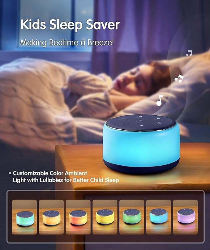FamiSym Sleep Sound Machine for Babies Kids Adults - Rechargeable White Noise Machine for Sleeping with Night Light, 34 Soothing Sounds, Nursery Decor Baby Lullaby Machine, Registry Gift