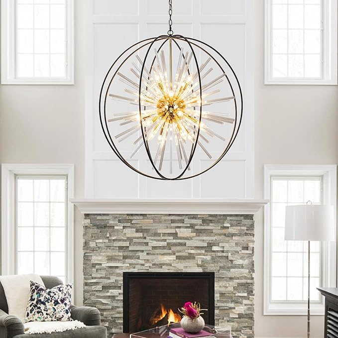 Vezzio 35" Black and Gold Chandelier
