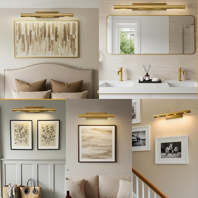 18" Brass Picture Light Hardwired Gold Linear Picture Light