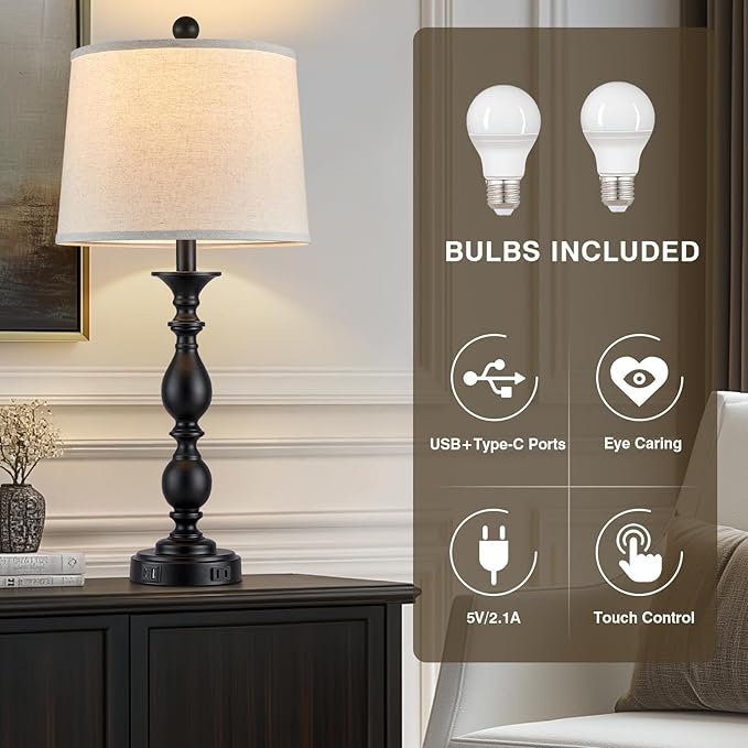 28" Tall Modern Table Lamps Set of 2