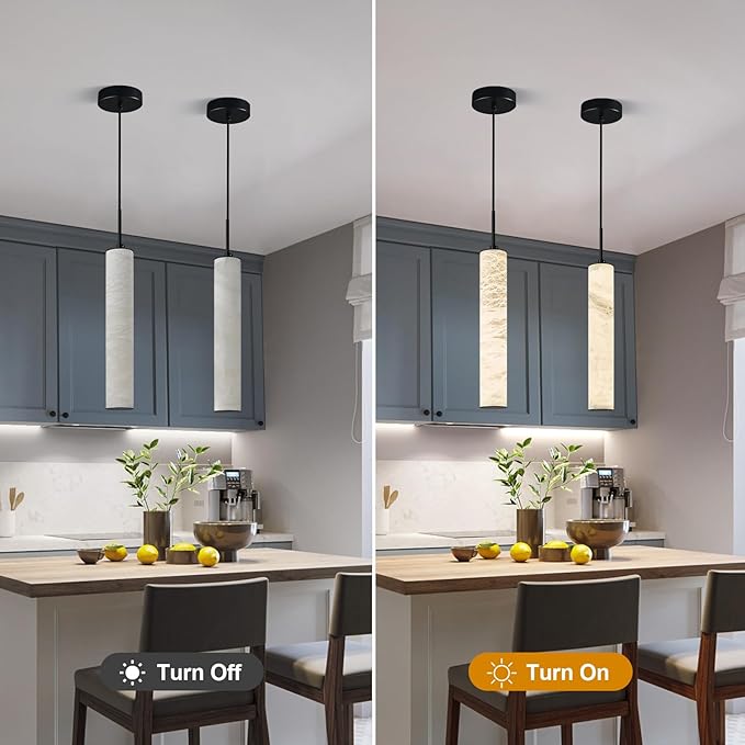 LMQNINE Natural Alabaster Pendant Lights