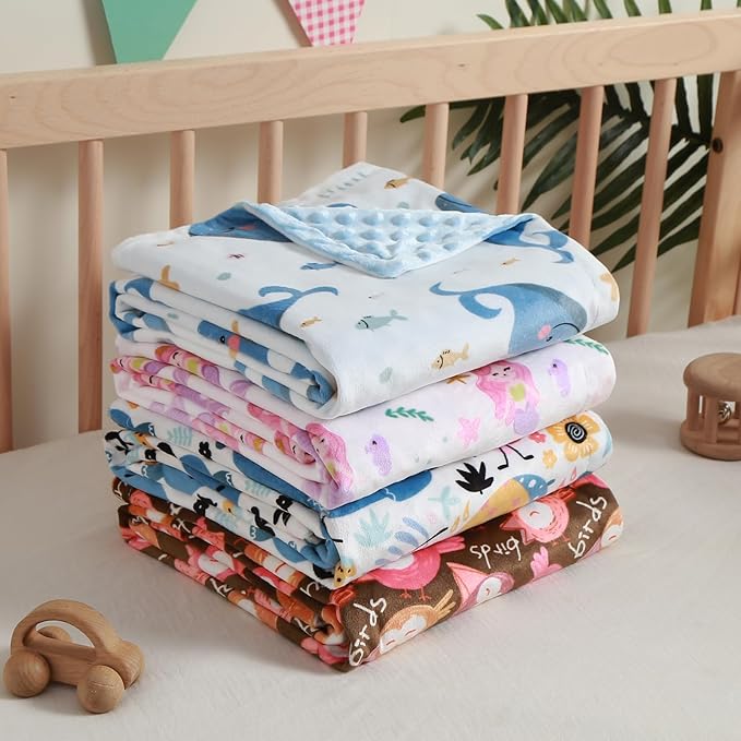 iEvolve Baby Nursery Bed Blankets Ultra Soft Double Layer Mini Blanket Minky Blanket Receiving Blankets Shower Gifts(Woodpecker,45 * 60in)