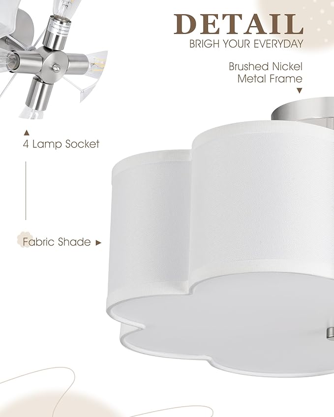 Semi Flush Mount Ceiling Lights, 4-Light 18" Ceiling Light Fixtures