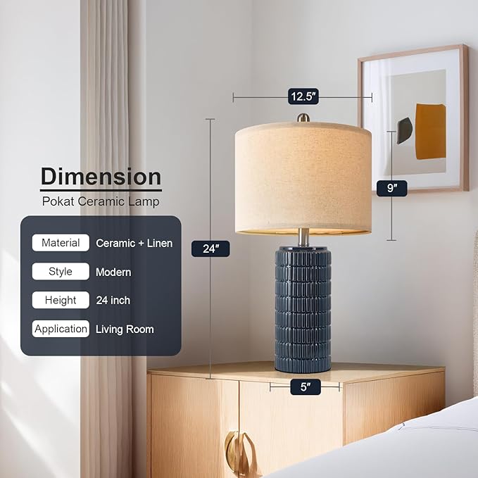 PoKat 24" Modern Ceramic Table Lamps Set of 2