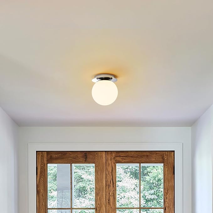 Modern Glass Globe Wall Sconce: Chrome Single Light