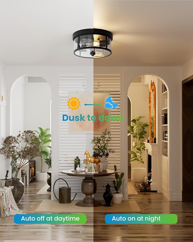 2Pack Outdoor Flush Mount Ceiling Light 12.5In