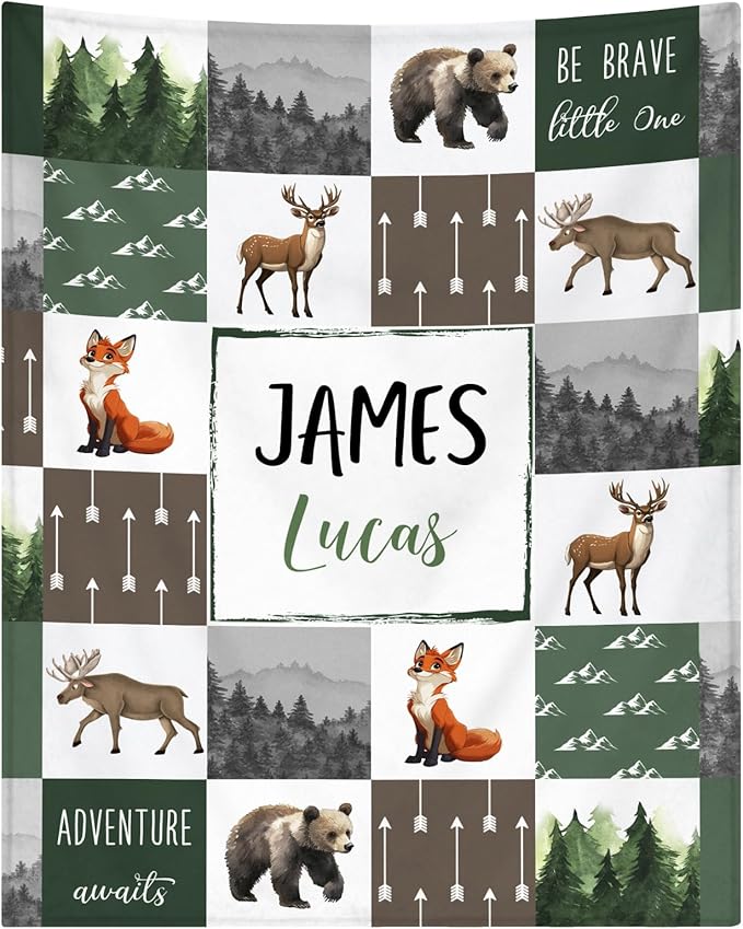Personalized Baby Blanket - Custom Baby Blanket for Boys with Name for Kids Personalized Baby Boy Gift for Christmas Birthday Baby Shower Customized Blanket for Newborn Toddlers Stroller Blanket