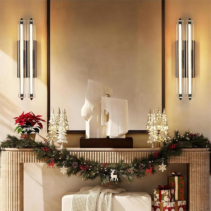 Crystal Wall Sconce, Modern Double Sconce Wall Lighting, Upgrated K9 Crystal