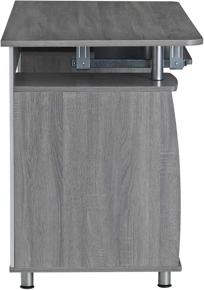 47.5'' Computer Desk with File Cabinet and Drawers, Storage Cabinet with Removable Shelf and Ventilation for CPU, Home Office Desk or Computer Workstation with Keyboard Tray, Grey