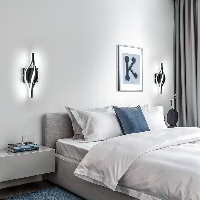 DELIPOP Modern Wall Sconces, Spiral LED Wall Sconce Lighting, 6500K Cool White