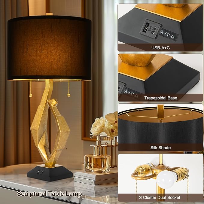Sculptural Table Lamp Set of 2