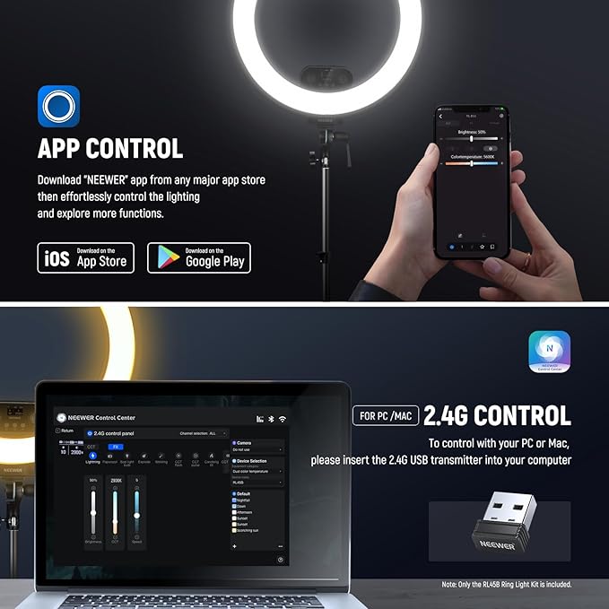 NEEWER 18 Inch Edge Lit Ring Light