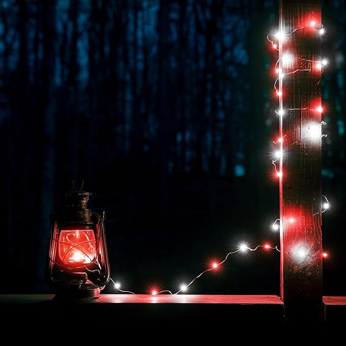 4 Pack Red and White Christmas String Lights, Each 20FT 60 LED Fairy Lights