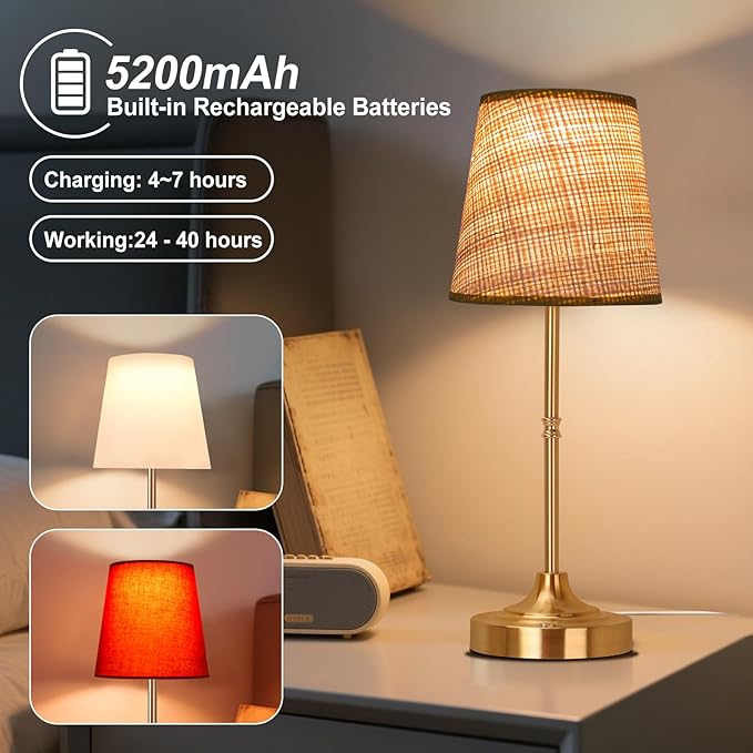 Portable Cordless Table Lamp 5200mAh Rechargeable Battery Powered Lighting