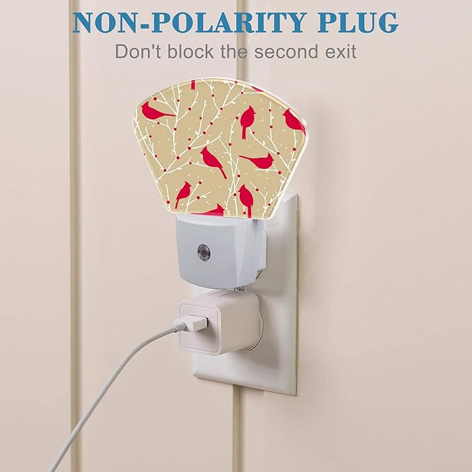 Christmas Red Cardinal Bird Night Light Plug into Wall, Christmas Night Light