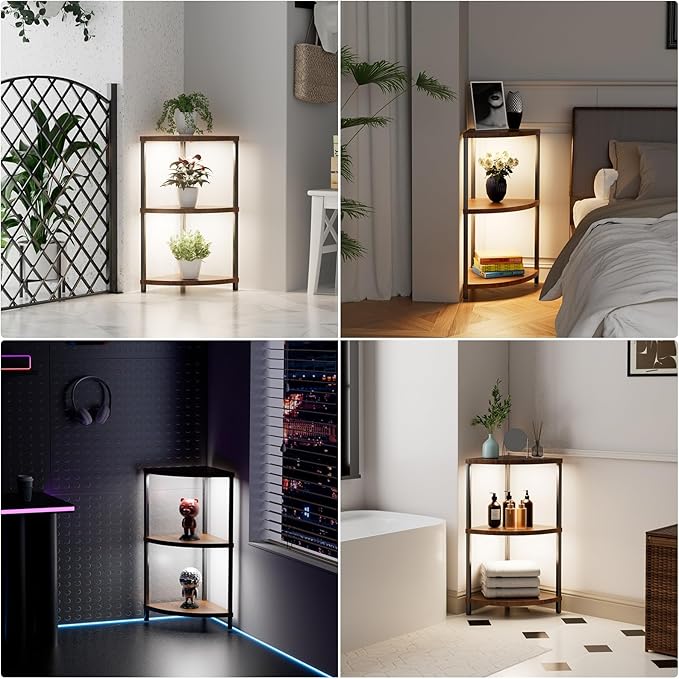 2-Pack Under Shelf Lighting for 3 Tier Corner Shelf Stand, Ultra-Bright 10
