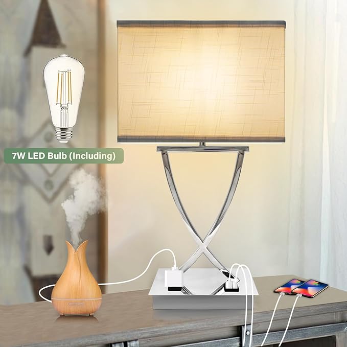 21.38" Table Lamp for Bedroom Living Room 3-Way Dimmable Touch Control Medium