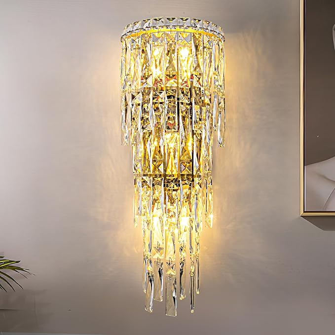 Modern K9 Crystal Wall Sconce, Acrylic Crystal Drops Wall Lamp Bedside Light 3