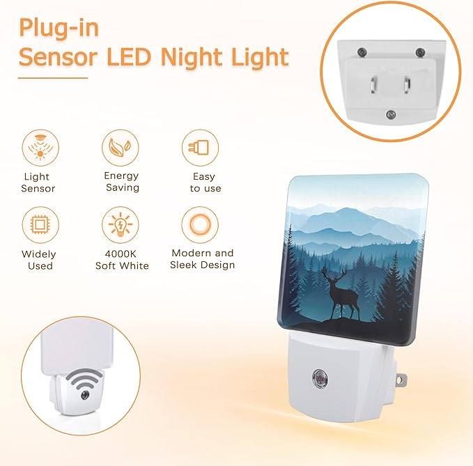 YASHILAIYA Forest Night Light, Misty Mountains Forests Deer Night Lights