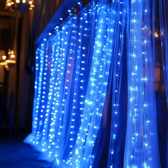 Dazzle Bright 300 LED Curtain String Lights, Christmas Fairy Lights
