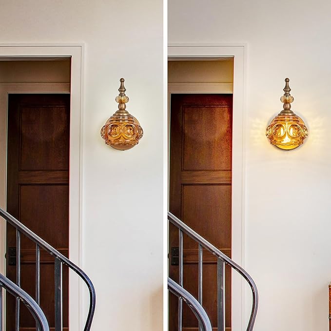 Vintage 2-Pack Wall Sconces Amber Rose Wall Lights Bathroom Vanity Lighting