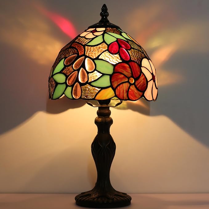 Tiffany Style Lamp Stained Glass Table Lamp 8 x 14.5 Mini Accent Light Grape