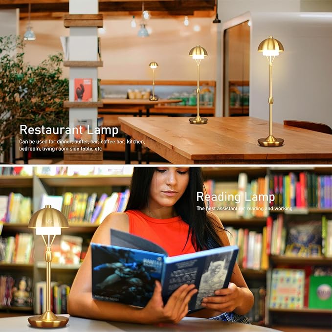 Modern Table Lamp Cordless Portable Desk Lamp, 2700K Stepless Dimming